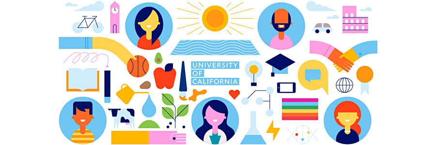 1 of 3, UC SAN DIEGO - TRITON FIRSTS initiative - colorful illustrations, decorative images